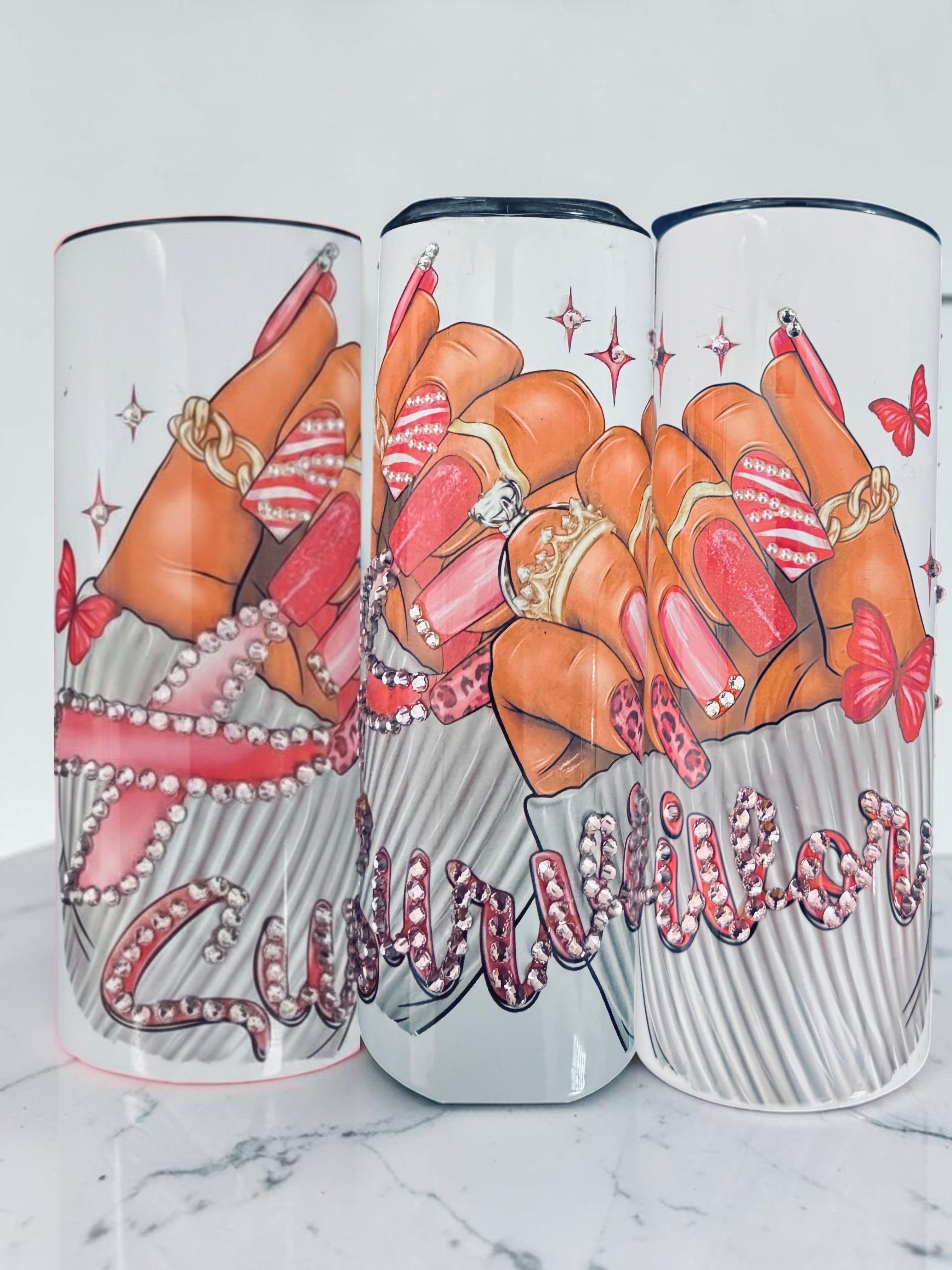 Survivor Rhinestone Tumbler — Cancer Awareness Gift for Her