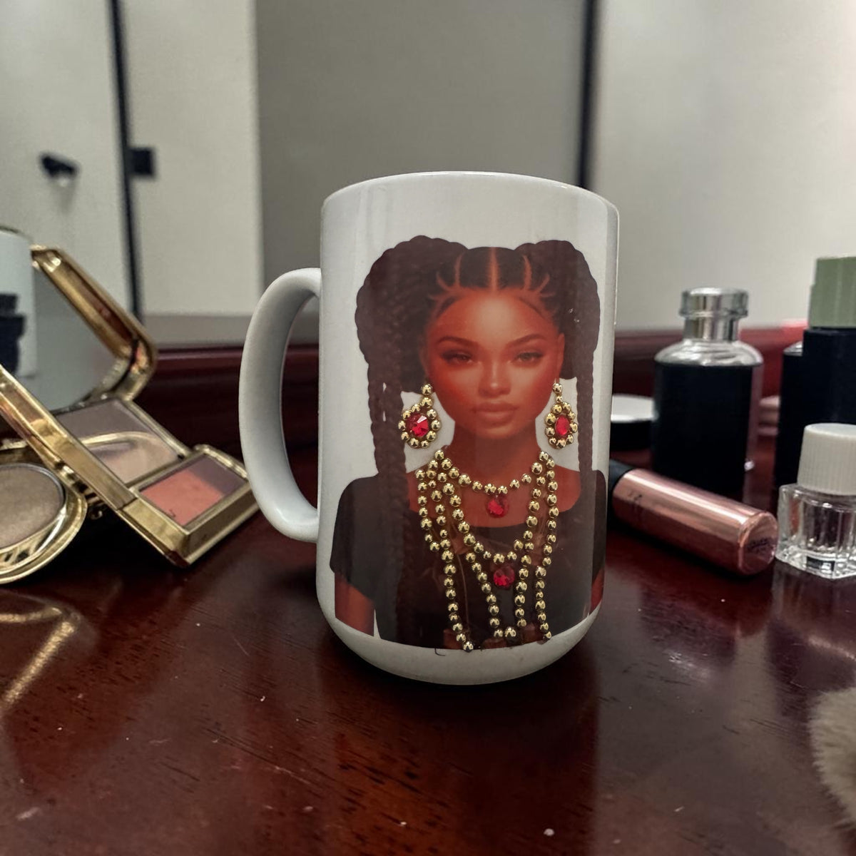 Braids & Gold Beads Mug