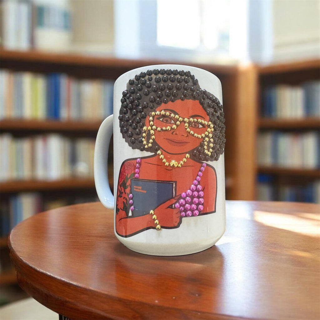 Book Lover Glam Coffee Mug — Rhinestone Gift for Readers
