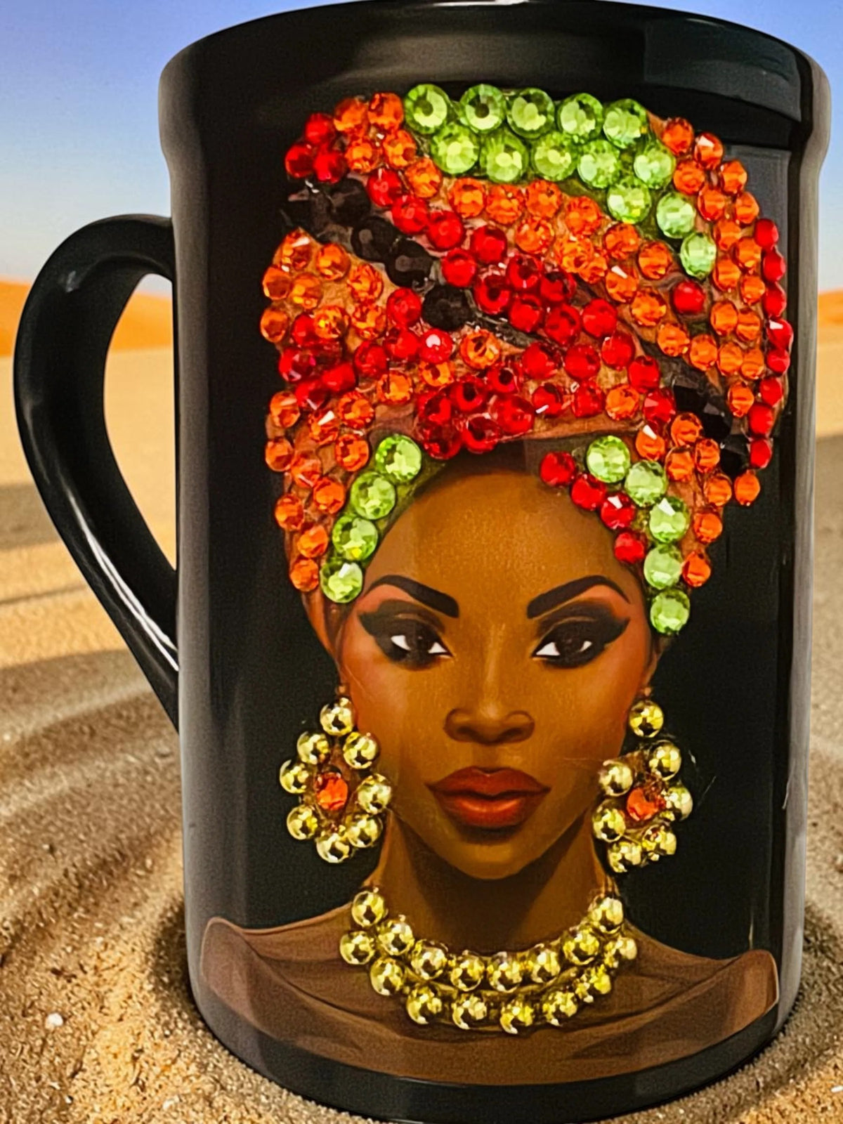 Radiance in Rhinestones — Black Rhinestone Coffee Mug Gift for Her