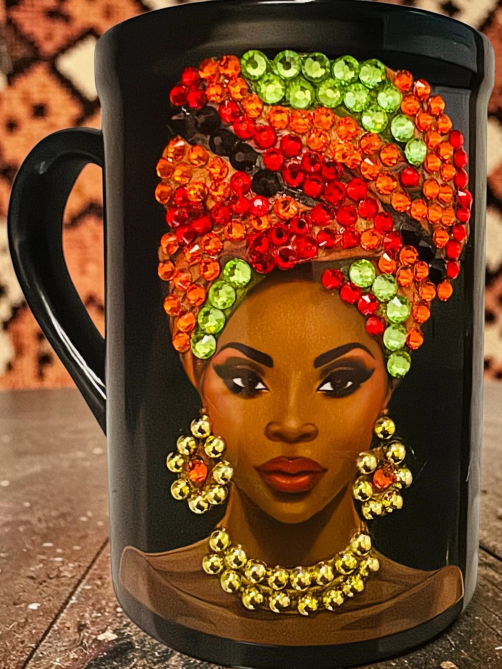 Radiance in Rhinestones — Black Rhinestone Coffee Mug Gift for Her