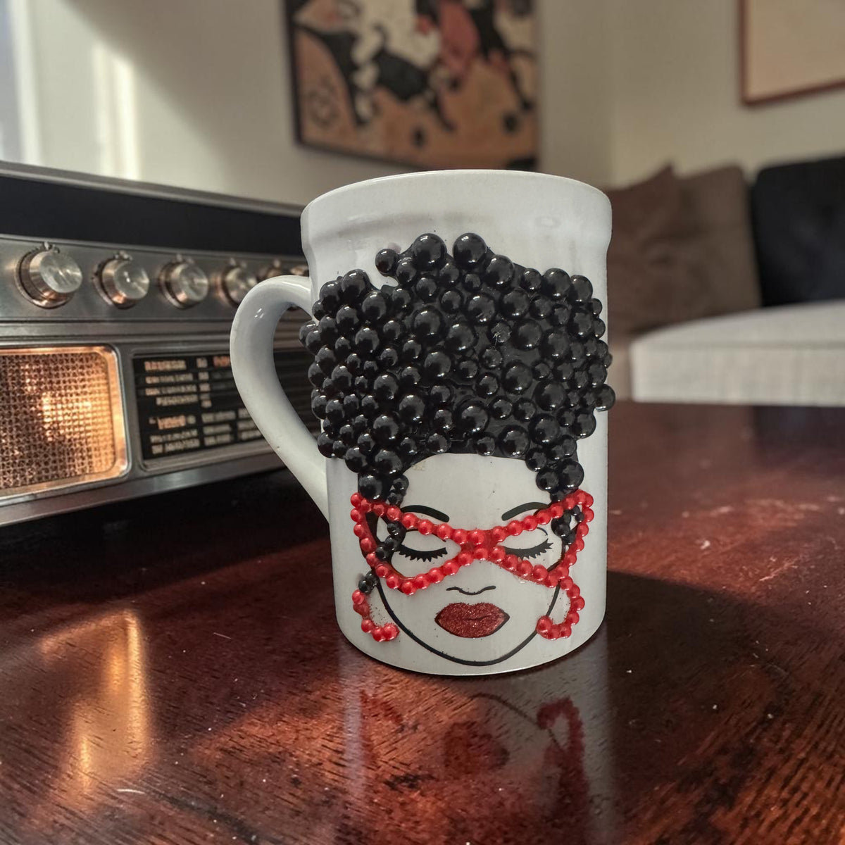 Red Glass Lady Mug