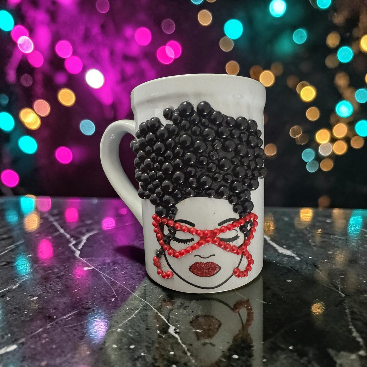 Red Glass Lady Mug