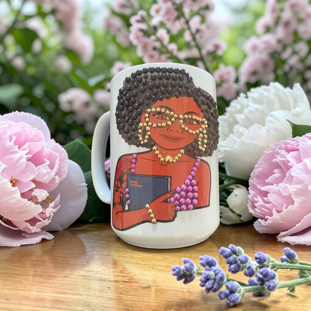 Book Lover Glam Coffee Mug — Rhinestone Gift for Readers