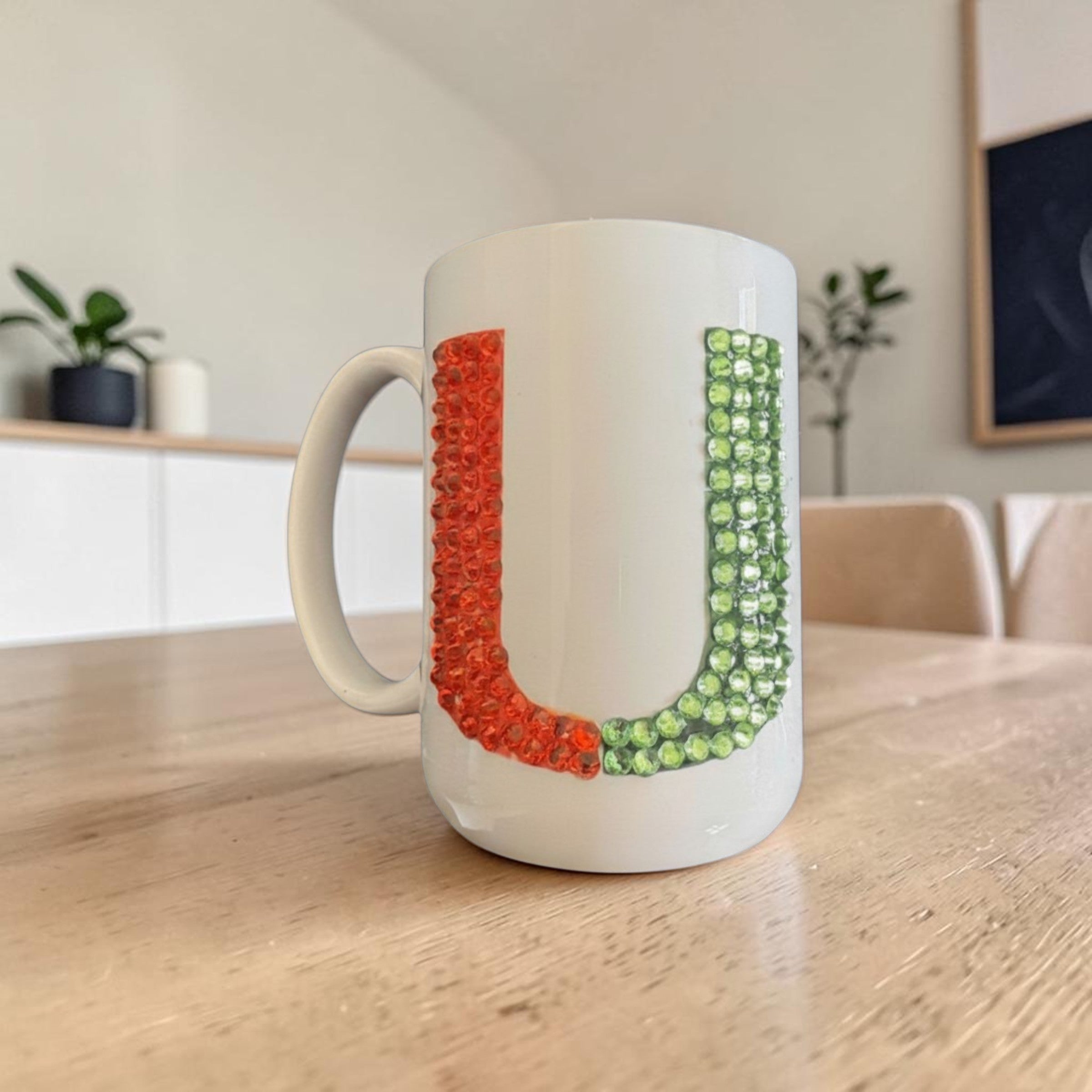 University of Miami Rhinestone Football Coffee Mug — UM Fan Gift