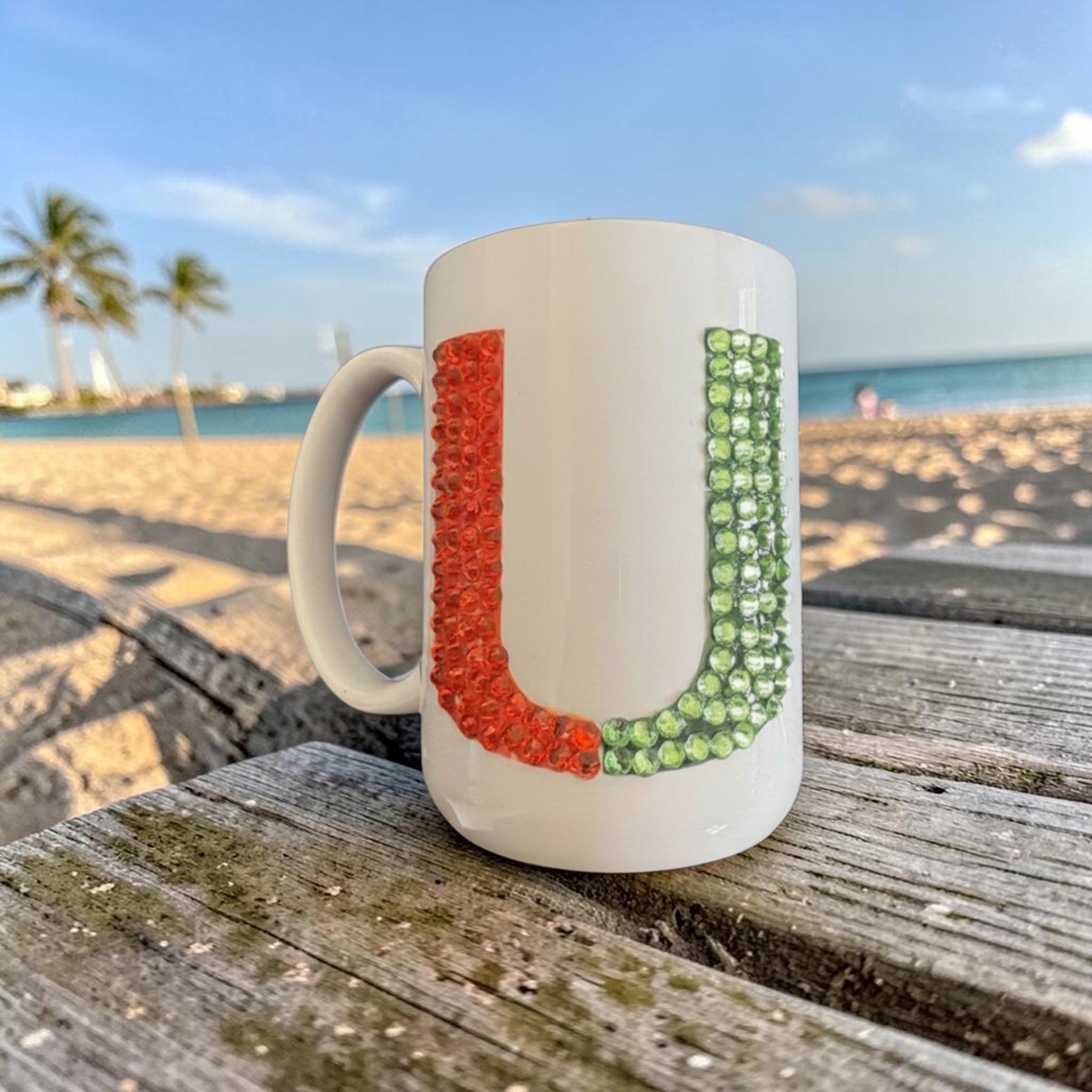 University of Miami Rhinestone Football Coffee Mug — UM Fan Gift